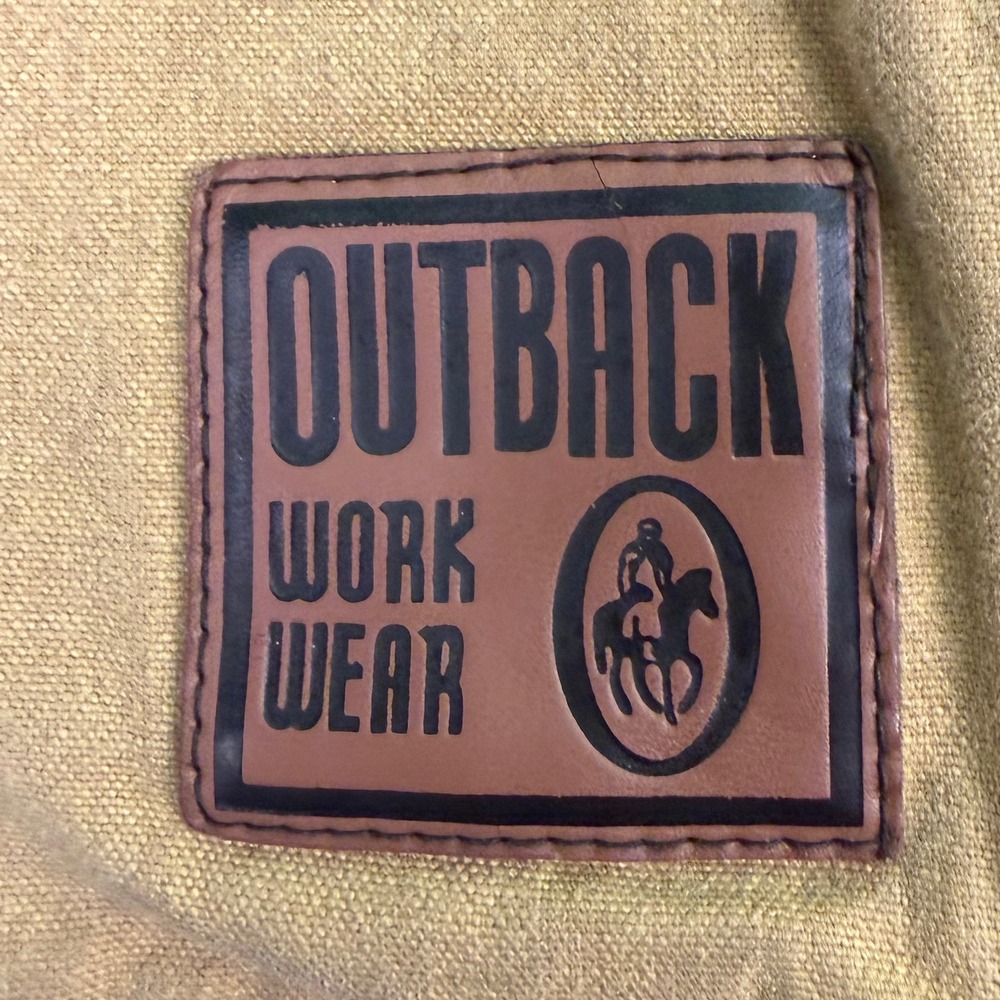 Outback Men's M Oilskin Canvas Waxed Vest Tan Black Workwear Lined Full Zip READ - Picture 5 of 14
